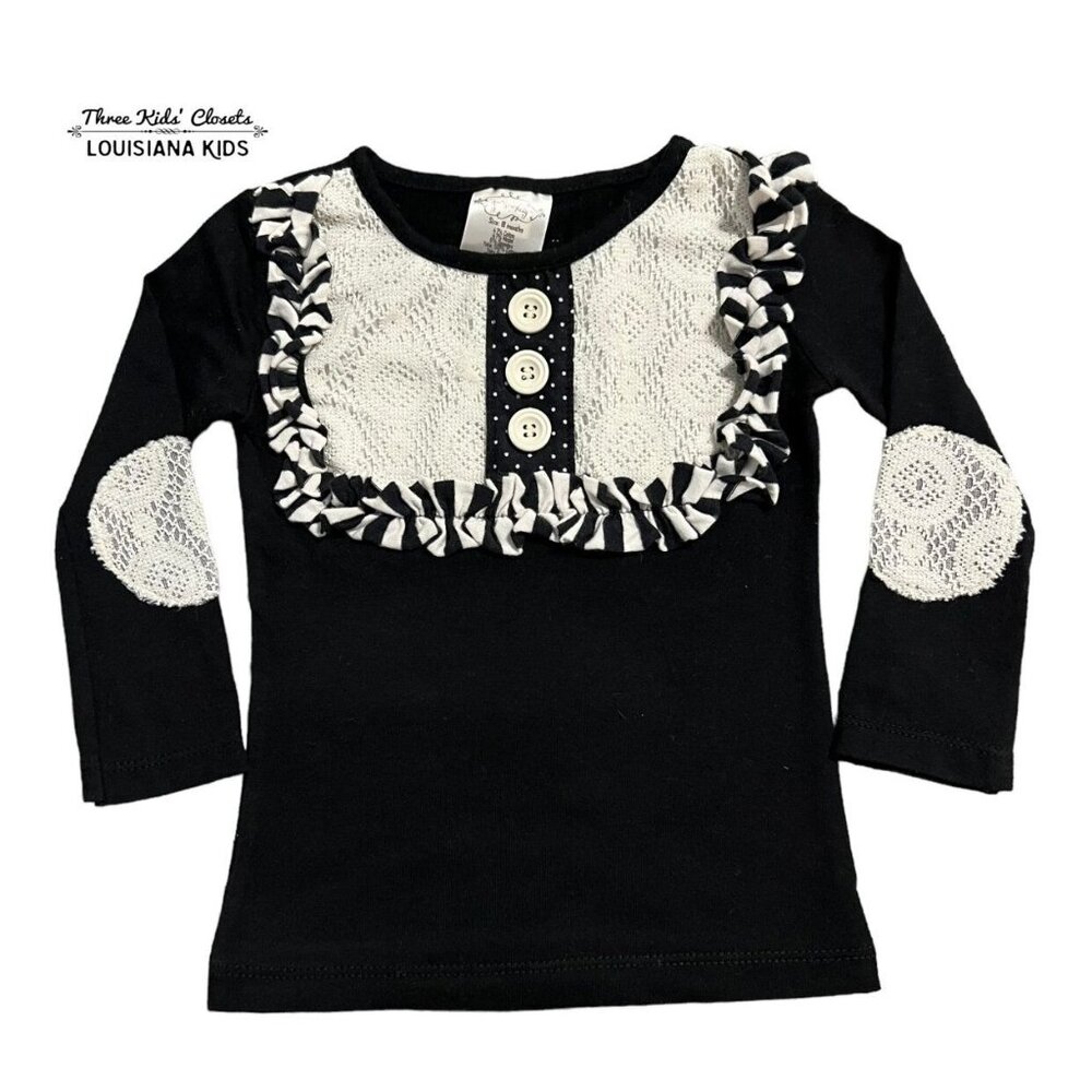 Persnickety 18m Black & White Lace Ruffle Top